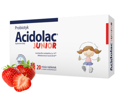 Acidolac Junior PROBIOTYK misio tabletki o smaku truskawkowym 20 tabletek