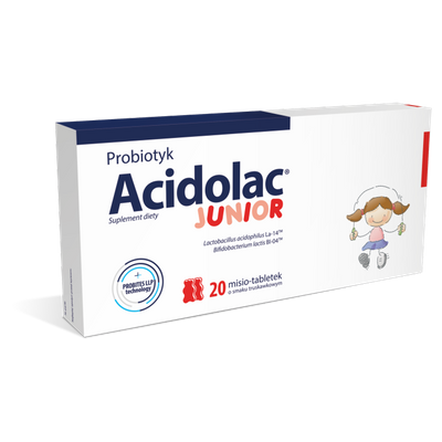 Acidolac Junior PROBIOTYK misio tabletki o smaku truskawkowym 20 tabletek