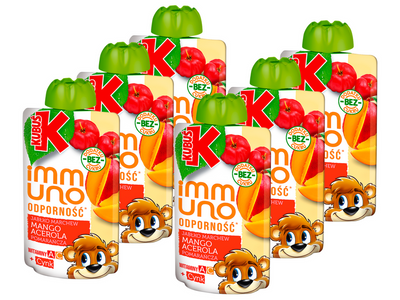 Kubuś Immuno Odporność Mus jabłko mango marchew pomarańcza acerola ZESTAW 6 x 100 g