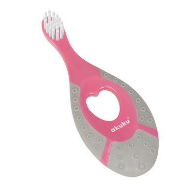 Akuku szczoteczka do zębów dla dzieci antypoślizgowa od urodzenia różowa