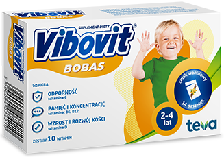 Vibovit Bobas, dla dzieci w wieku od 2 do 4 lat smak waniliowy 14 saszetek