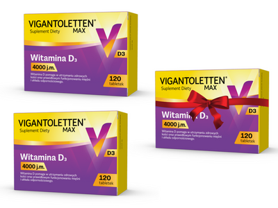 Vigantoletten Max Witamina D3 4000 j.m. 2 x 120 tabletek + jedno opakowanie GRATIS!