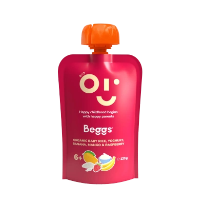 Beggs BIO Baby ryż z jogurtem, bananem, mango i malinami od 6 miesiąca 120 g