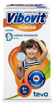 Vibovit Junior Witaminy + Żelazo o smaku owoców leśnych 30 tabletek do ssania