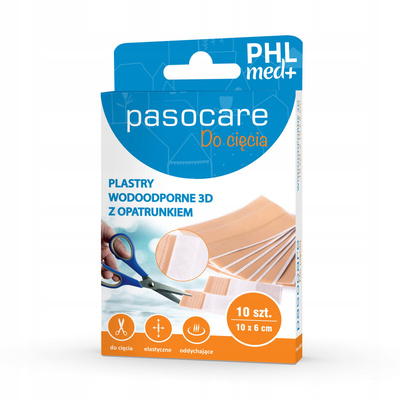Pasocare plastry wodoodporne opatrunek 3D 6 cm cieliste 10 sztuk
