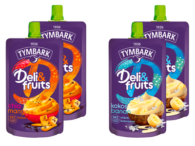 Tymbark Deli&Fruits Musy owocowe zdrowe przekąski ZESTAW 4 x 170 g