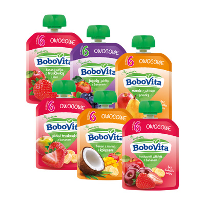 BoboVita zestaw MIX smaków musy 6 x 80 g