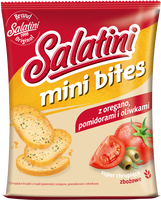 Salatini mini bites chrupiące grzanki z mąki pszennej oregano, pomidor i oliwki 45 g