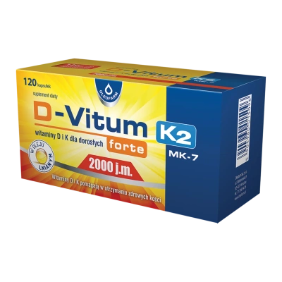 D-Vitum forte 2000 j.m. K2 MK-7 NA ZDROWE KOŚCI 120 kapsułek
