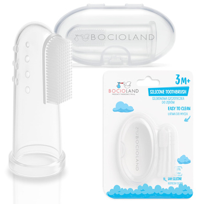 Bocioland Silikonowa szczoteczka na palec HIGIENA JAMY USTNEJ od 3 miesiąca 1 sztuka