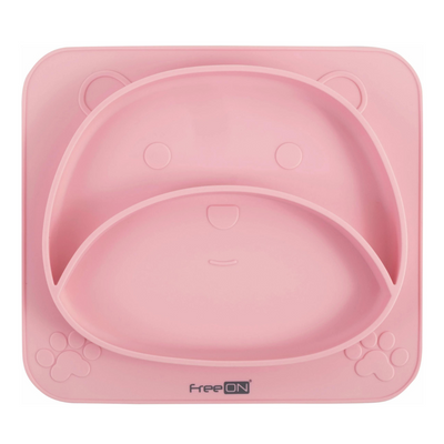 FREEON Talerz silikonowy różowy miś z przyssawką 1 sztuka