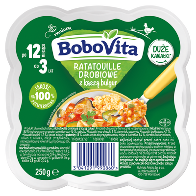 BoboVita Ratatouille drobiowe z kaszą bulgur po 12 miesiącu ZESTAW 3 x 250 g