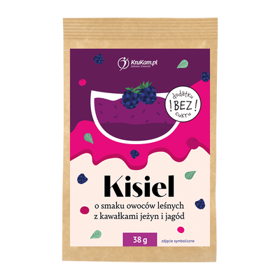 Krukam kisiel o smaku OWOCÓW LEŚNYCH Z KAWAŁKAMI JEŻYN I JAGÓD bez cukru 38 g