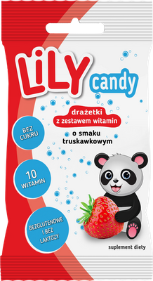 LiLY Candy drażetki o smaku truskawkowym z zestawem 10 witamin 40 g