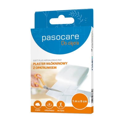 Pasocare plaster do cięcia z włókninowy Z OPATRUNKIEM 1 m x 8 cm