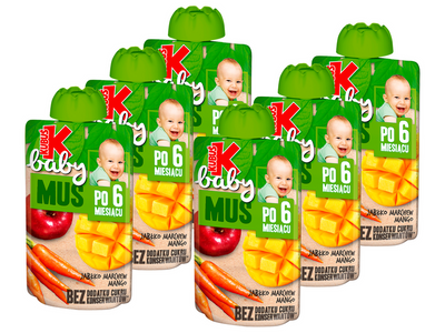 Kubuś Baby Mus po 6 miesiącu jabłko marchew mango ZESTAW 6 x 100 g