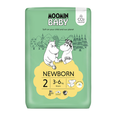 Moomin Baby pieluszki eko Newborn 2 3-6 kg 56 sztuk