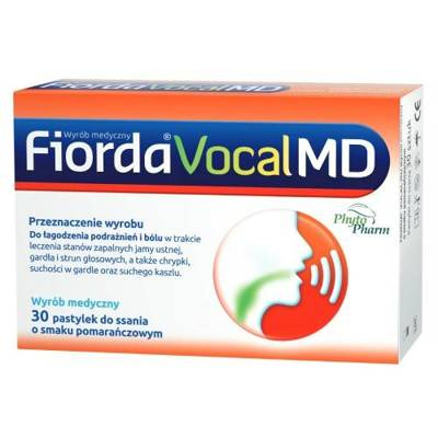 Fiorda Vocal MD smak pomarańczowy 30 pastylek do ssania