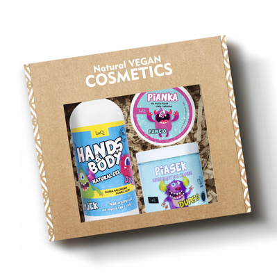 LaQ dziecięcy zestaw prezentowy do kąpieli żel piasek i pianka 3 sztuki