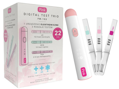 Pink Digital Trio zestaw do monitorowania płodności PLANOWANIE CIĄŻY 22 testy