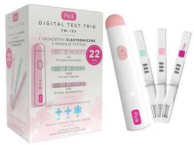 GRATIS Pink Digital Trio zestaw do monitorowania płodności PLANOWANIE CIĄŻY 22 testy 