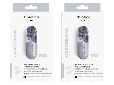 L'biotica Hialuronowe płatki pod oczy intensywne nawilżanie ZESTAW 2 x 3 sztuki