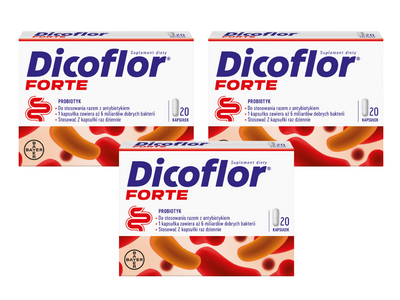 Dicoflor Forte probiotyk 6 milardów bakterii ZESTAW 3 x 20 kapsułek