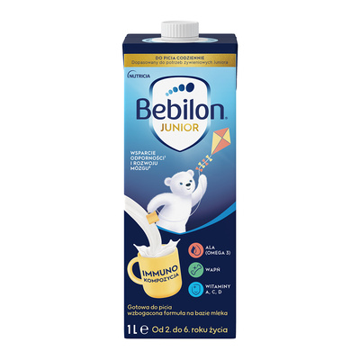 Bebilon JUNIOR gotowa do picia wzbogacona formuła na bazie mleka od 2. do 6. roku życia 1L