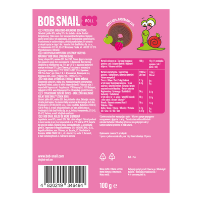 Bob Snail Rollsy owocowe Jabłko Malina 100 g