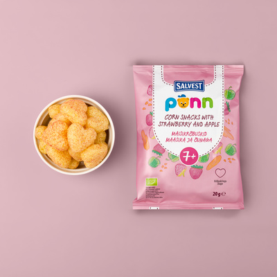 SALVEST Põnn BIO Chrupki zestaw różne smaki truskawka mango pomidor różne kształty 6 x 20 g