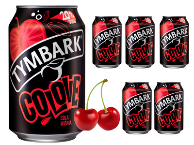 Tymbark Colove Gazowany napój owocowy cola wiśnia w puszce ZESTAW 6 x 330 ml