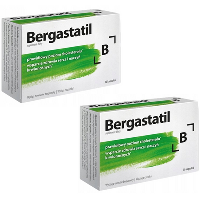 Aflofarm BERGASTATIL wyciąg z owoców bergamoty na CHOLESTEROL ZESTAW 2 x 30 kapsułek