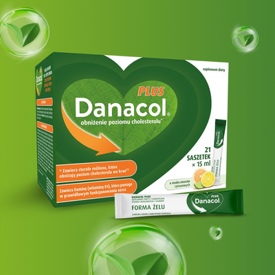 Danacol Plus w żelu na obniżenie cholestereolu smak cytrusowy ZESTAW 3 x 21 saszetek