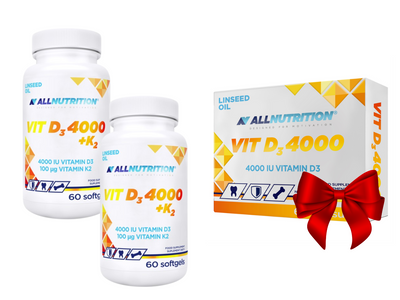 Allnutrition Witamina D3 4000 + k2 ODPORNOŚĆ ZESTAW 2 x 60 kapsułek + D3 4000 60 kapsułek GRATIS!