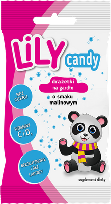 LiLY Candy drażetki o smaku malinowym na gardło 40 g krótka data