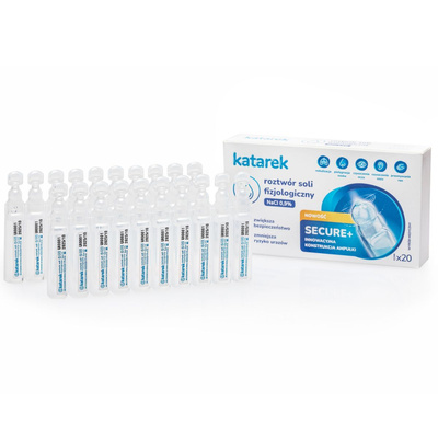 Katarek Secure+ sól fizjologiczna NaCl roztwór dla dzieci 20 x 5 ml