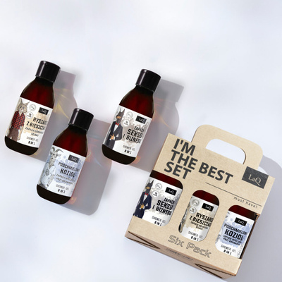 LaQ zestaw prezentowy MINI żele pod prysznic DOBERMAN, RYŚ, KOZOIOŁ 6 x 100 ml