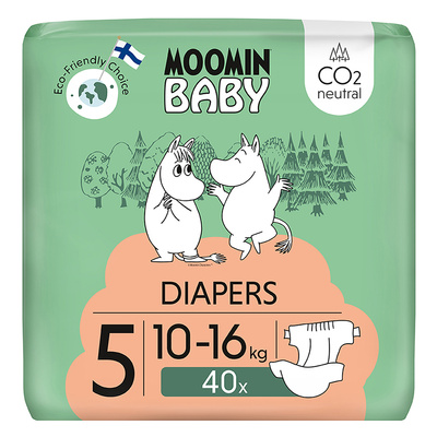 Moomin Baby 5 Maxi 10–16 kg (40 szt), eko pieluszki