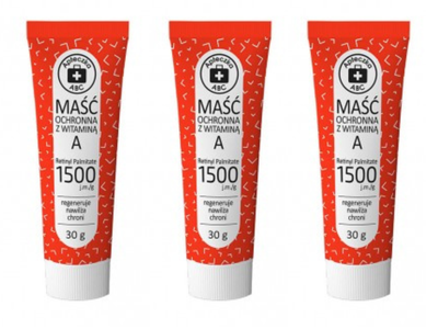 Apteczka ABC Maść ochronna z witaminą A chroni i pielęgnuje suchą skórę ZESTAW 3 x 30 g