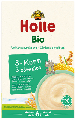 HOLLE Kaszka bezmleczna razowa pełnoziarnista 3 zboża z dodatkiem ryżu BIO 250 g