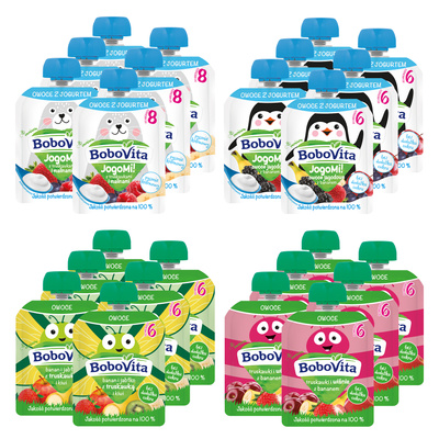 BoboVita Zestaw Mix Musów owoc i JogoMi! 6m 24x80g
