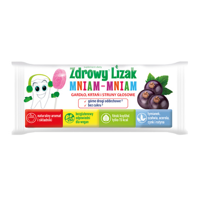 Zdrowy lizak dla dzieci mniam mniam z witaminami NA GARDŁO I KRTAŃ porzeczkowy ŁEZKA 1 sztuka