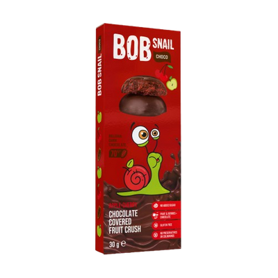 Bob Snail Ciasteczka owocowe w czekoladzie różne smaki zdrowa przekąska 4 x 30 g