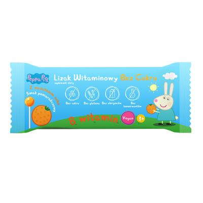 Lizaki witaminowe Świnka Peppa BEZ CUKRU smak pomarańczowy 1 sztuka