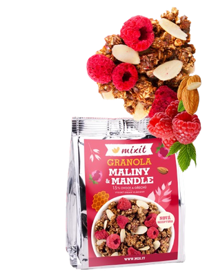 Mixit granola z pieca maliny z migdałami z miodem do kieszeni 70 g