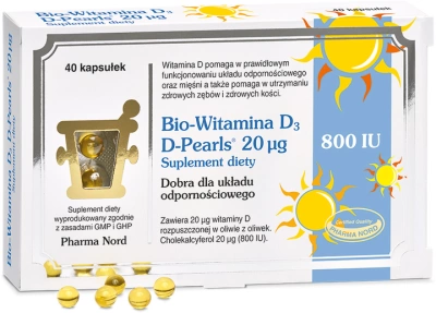 Bio-Witamina D3 Pearls 800IU ODPORNOŚĆ 40 kapsułek