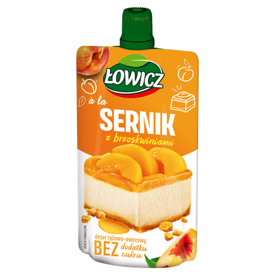 Łowicz Deser ryżowo-owocowy a'la sernik z brzoskwiniami 100 g