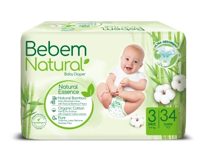 BEBEM NATURAL pieluszki bambusowe 3 MIDI 34 sztuki