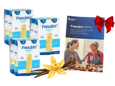 Fresubin® Energy Drink, smak waniliowy, ZESTAW 12 x 200 ml.  Żywność specjalnego przeznaczenia medycznego. Dieta na Start  + MENU GRATIS!