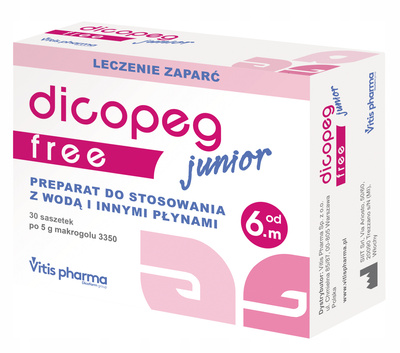 Dicopeg Free Junior ułatwia wypróżnianie DLA DZIECI ZESTAW 2 x 30 saszetek